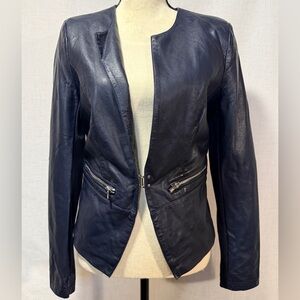Black Rivet Midnight Blue Faux Leather Jacket, Size M